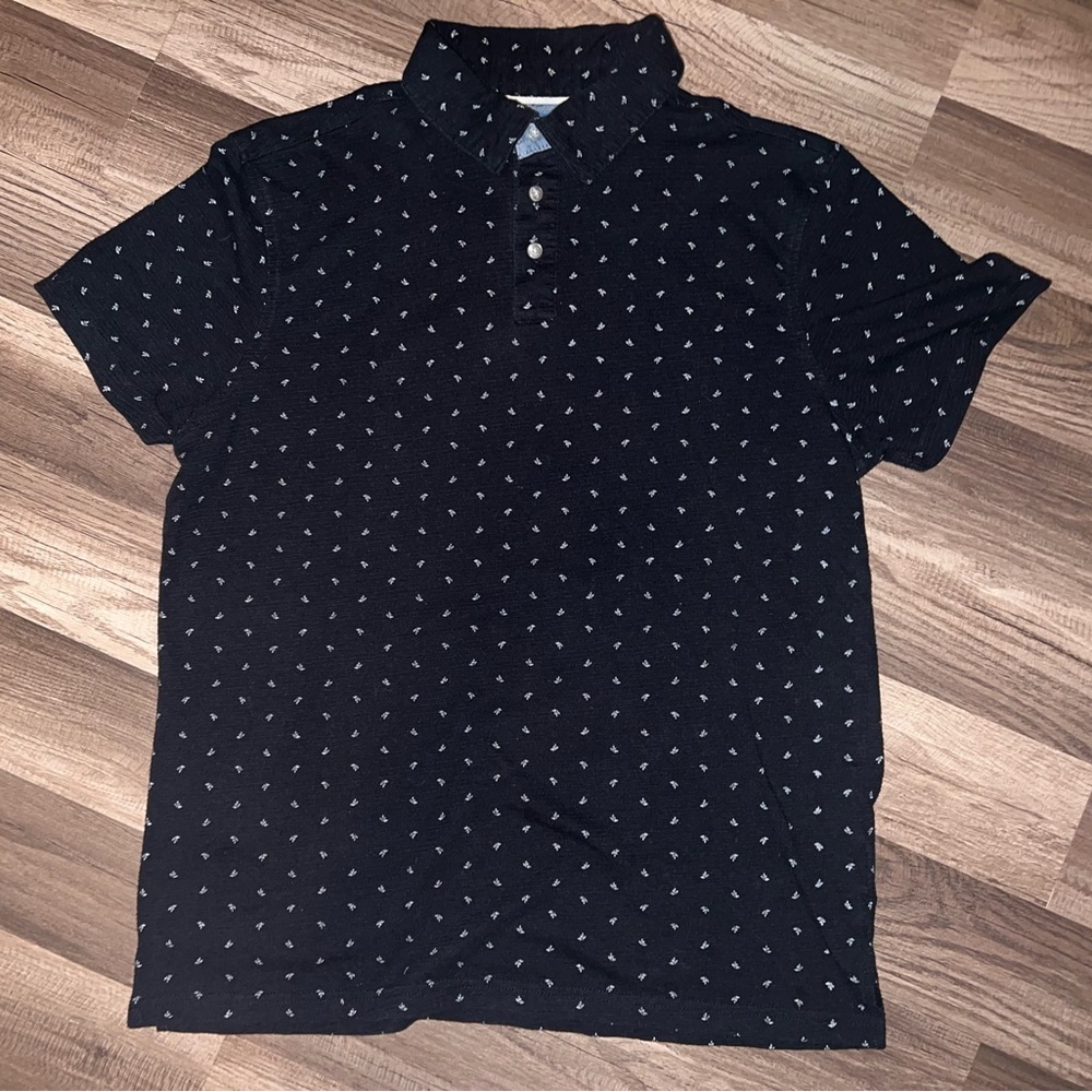 Classic Black Polo Shirt with Subtle Pattern